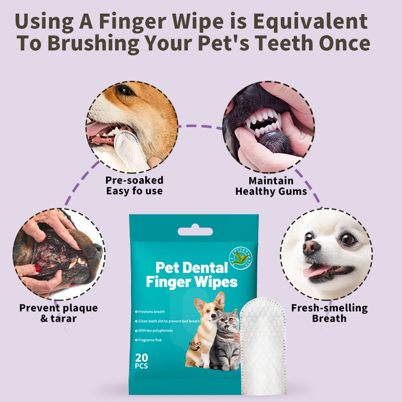 Pet Dental Finger Wipes Pouch – Fresh Breath for Dogs & Cats - Image 2
