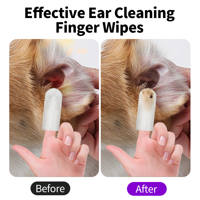 50Pcs Pet Ear Finger Wipes - Gentle Wax Remover for Dogs/Cats - Image 3