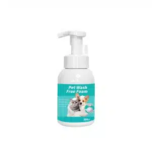 300ml pet wash free foam bottle with pump dispenser for waterless cat and dog grooming.