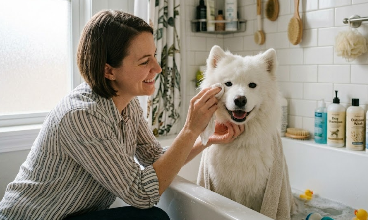 clean dog face