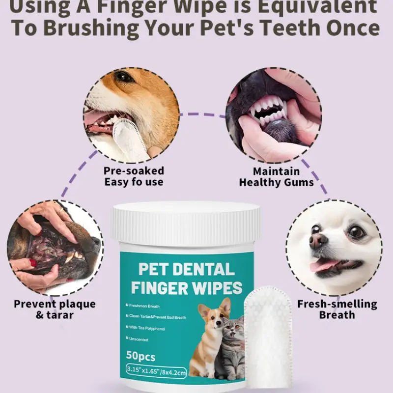 Large Green Pet Dental Wipes Teeth Cleaning amp Fresh Breath - Image 3