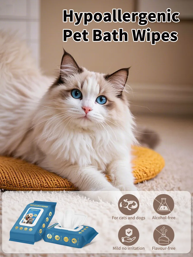 Pet Grooming Glove Wipes for Dogs and Cats - Waterless Bathing