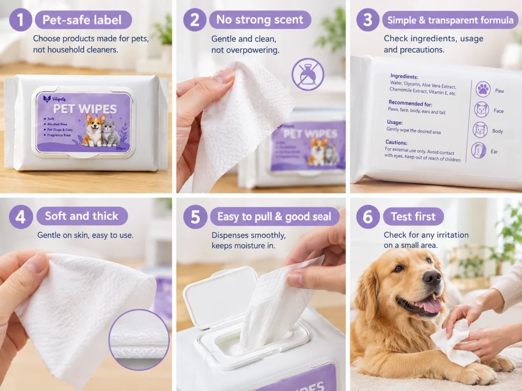 When choosing pet wipes for dog, I consider these 6 things