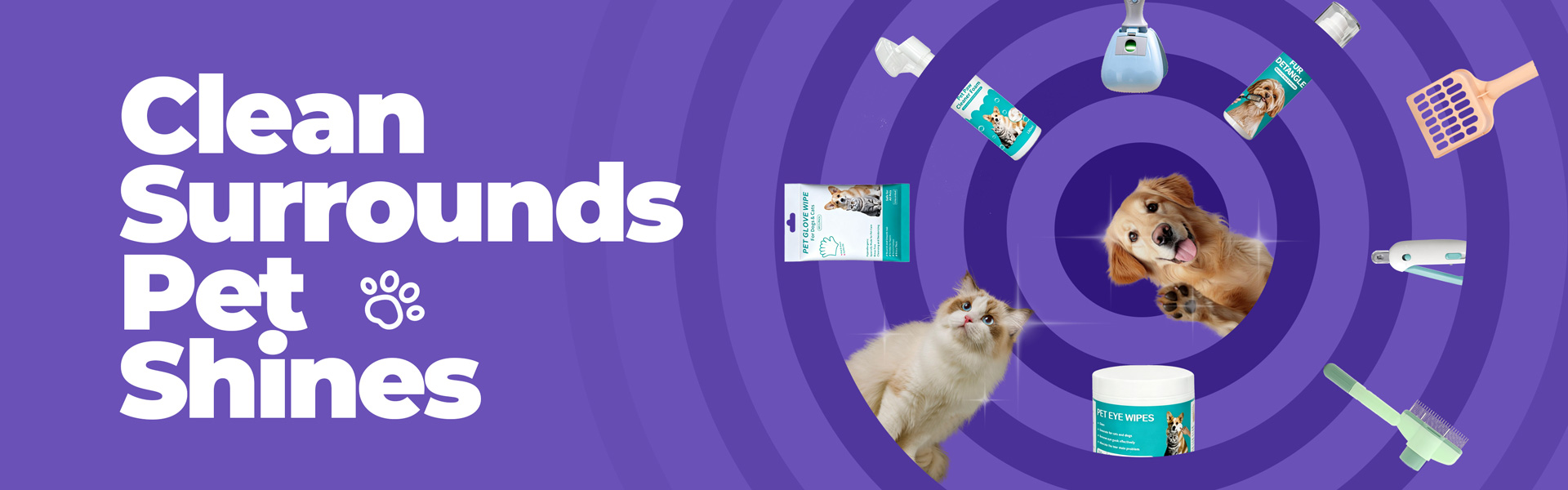Pet care supplies by Vilipets - paw cleaners, grooming wipes, and fur detanglers