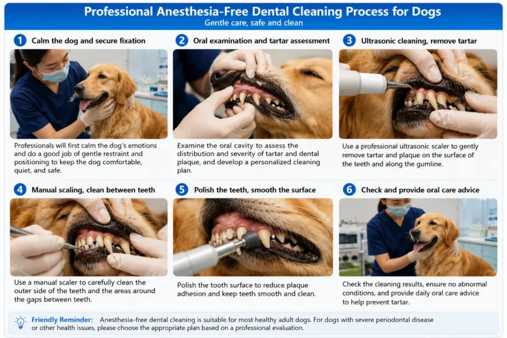 Anesthesia-free dog dental cleaning