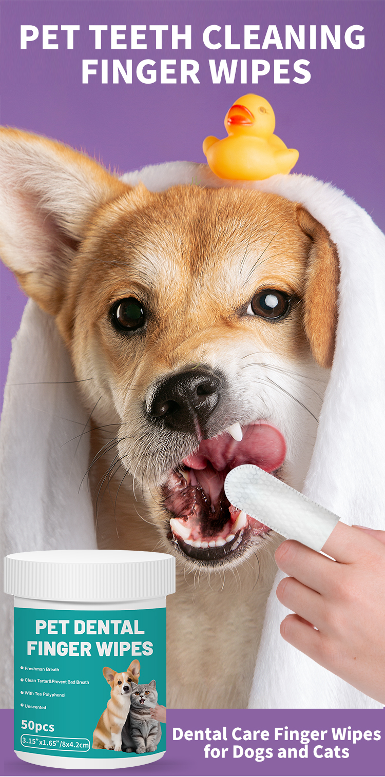 Large Green Pet Dental Wipes: Teeth Cleaning & Fresh Breath
