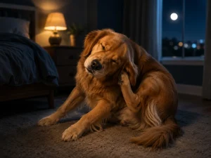 Dog Scratching Its Ear and Yelping