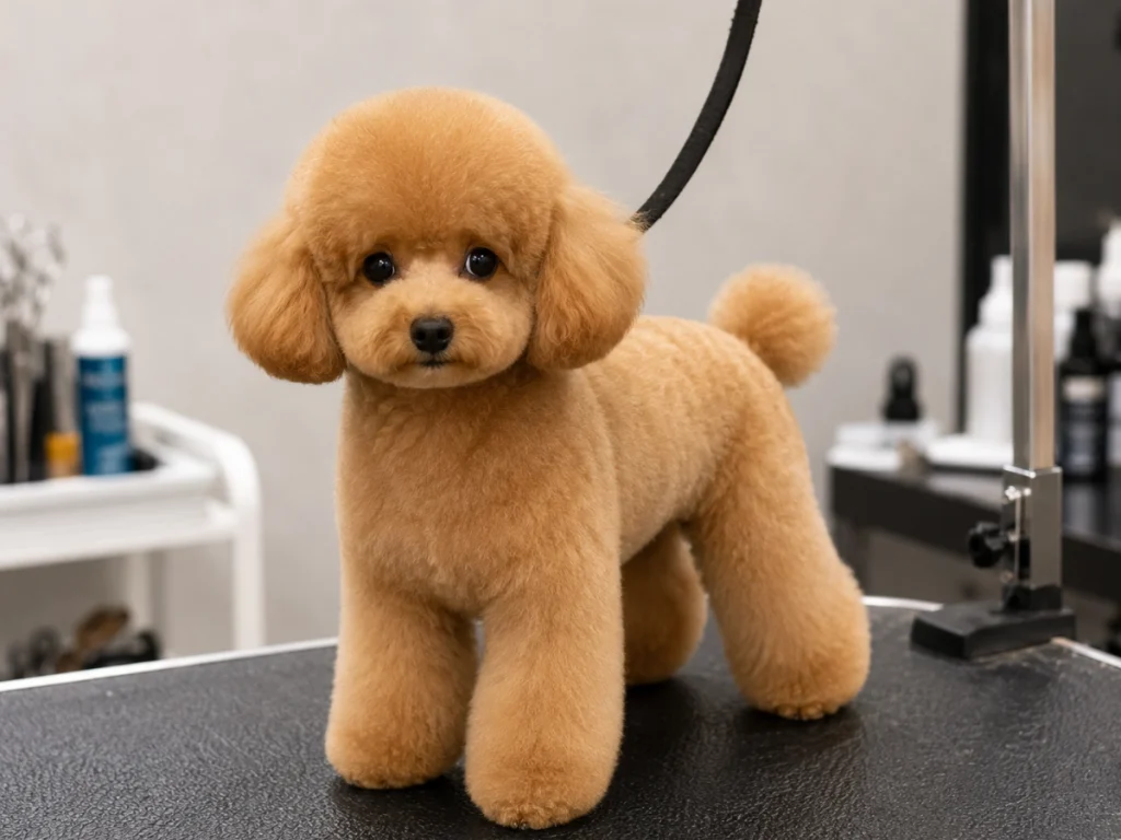 Poodle puppy grooming 