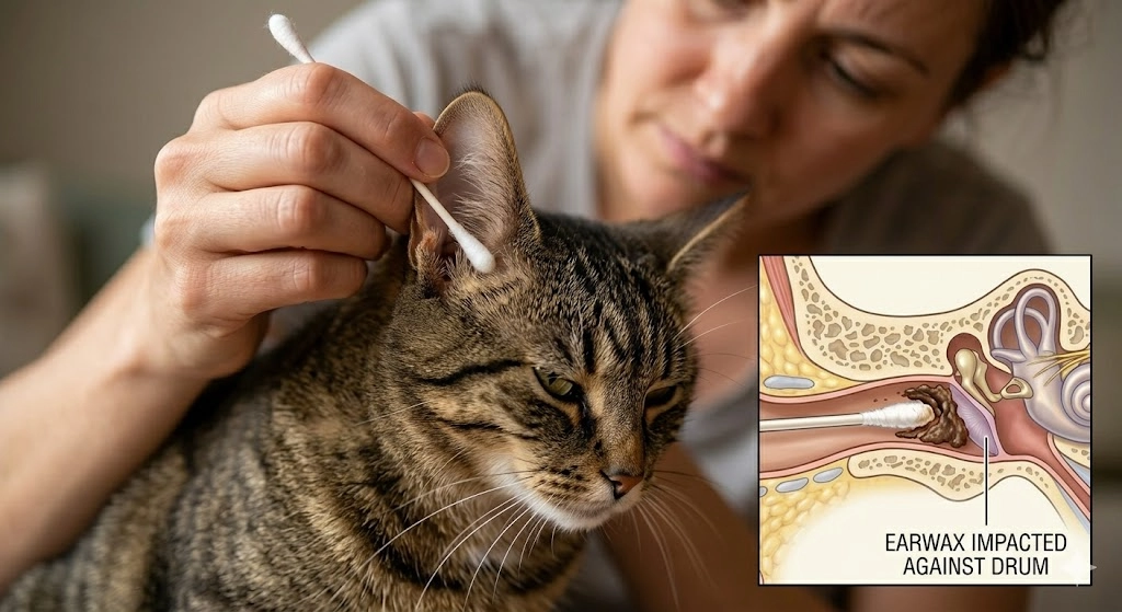 Should I clean my cat's ears with cotton swabs