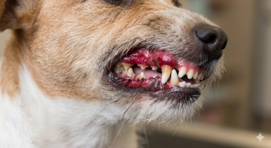 When a dog is sick, its gums appear bright red or dark red.