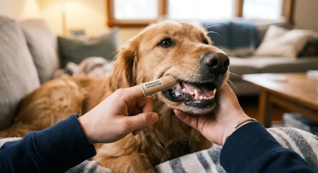How to Prevent Smelly Dog Breath Long-Term:brush their teeth.