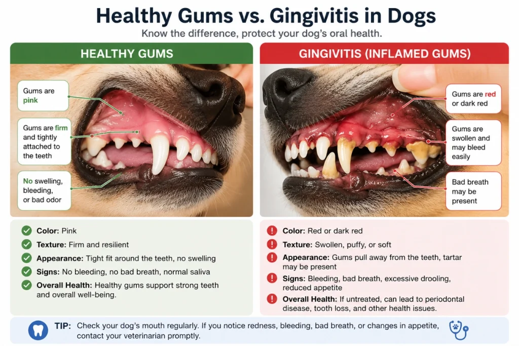 Comparison of healthy dog gums vs. gums with gingivitis