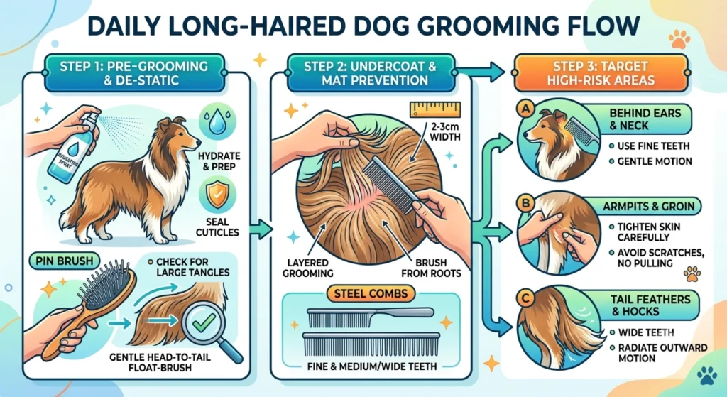 Grooming a english Cream Dachshund