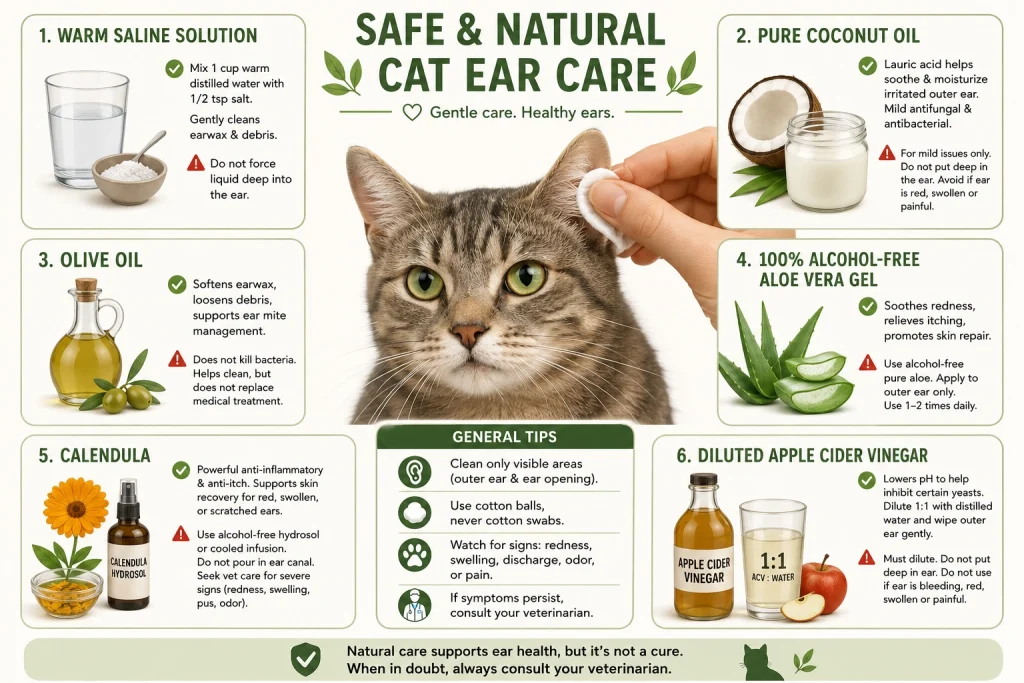 Natural ingredients that can be used for cat ear infections