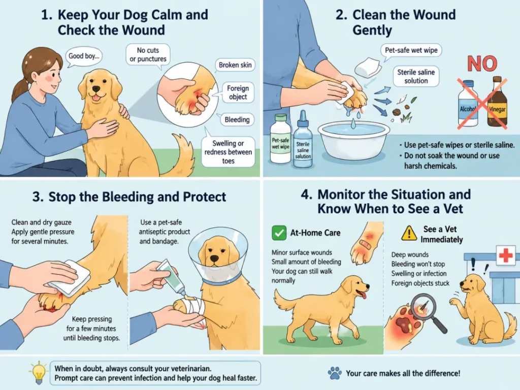 clean a wound on a dog's paw