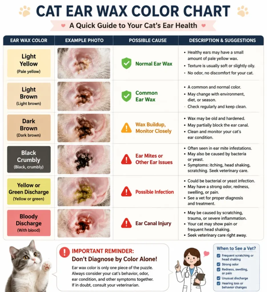 color of cat ear wax is considered unhealthy
