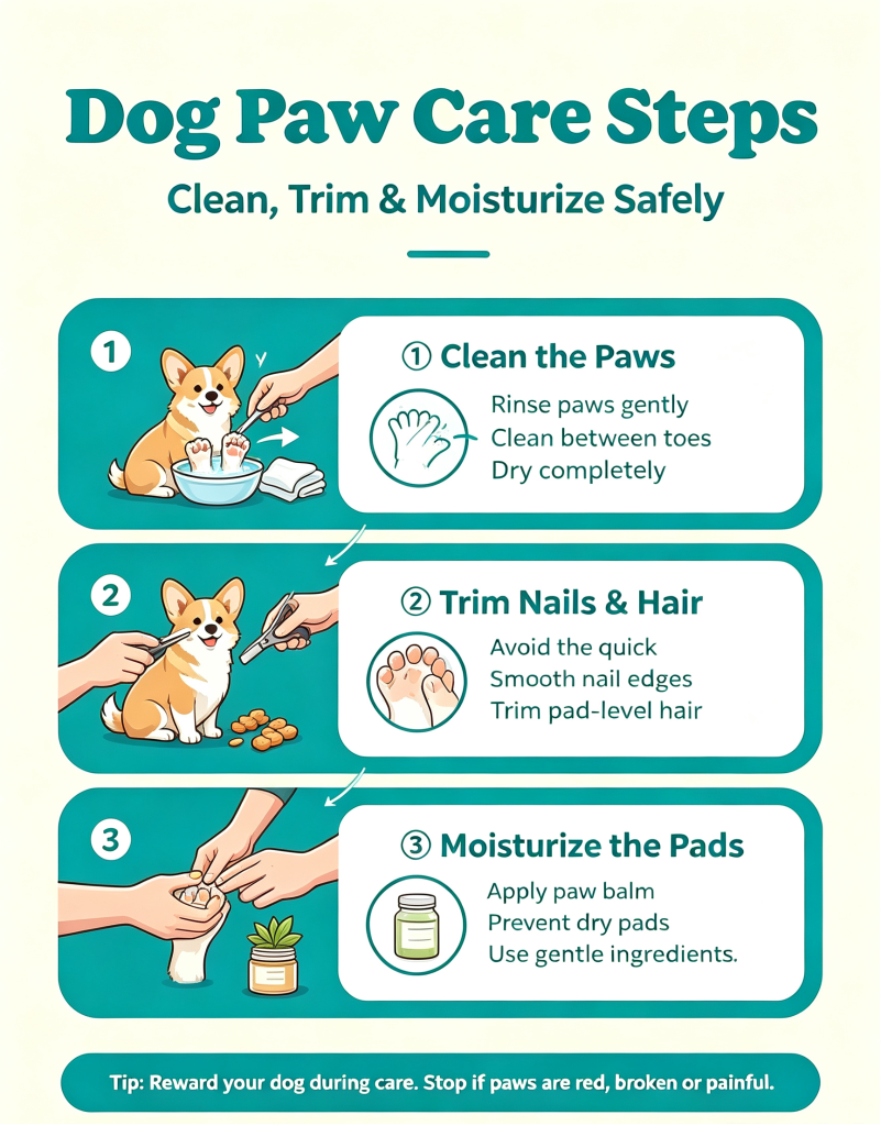 dog paw care steps