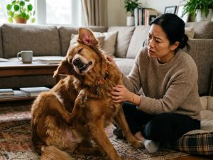 dog scratching ear