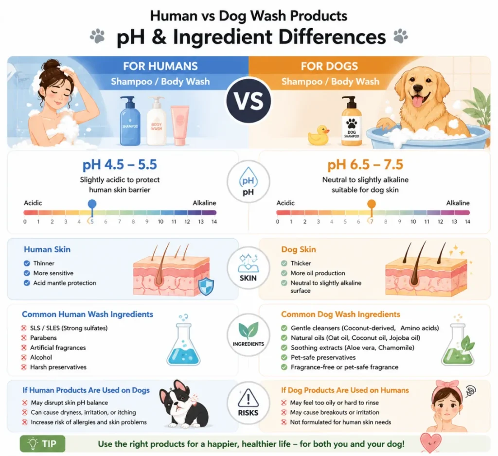 human skin vs dog skin pH