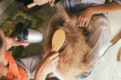 Grooming the dog