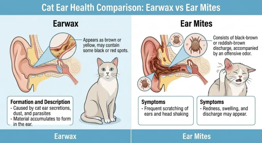 the difference between cat ear wax and ear mites