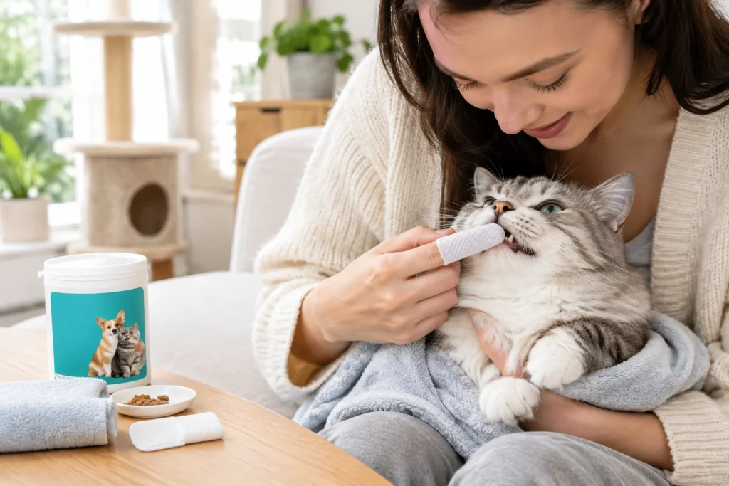 How to Clean Your Cat's Teeth at Home with Dental Wipes