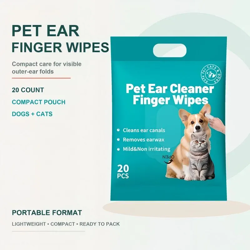 Portable Disposable Pet Ear Cleaning Wet Finger Wipes