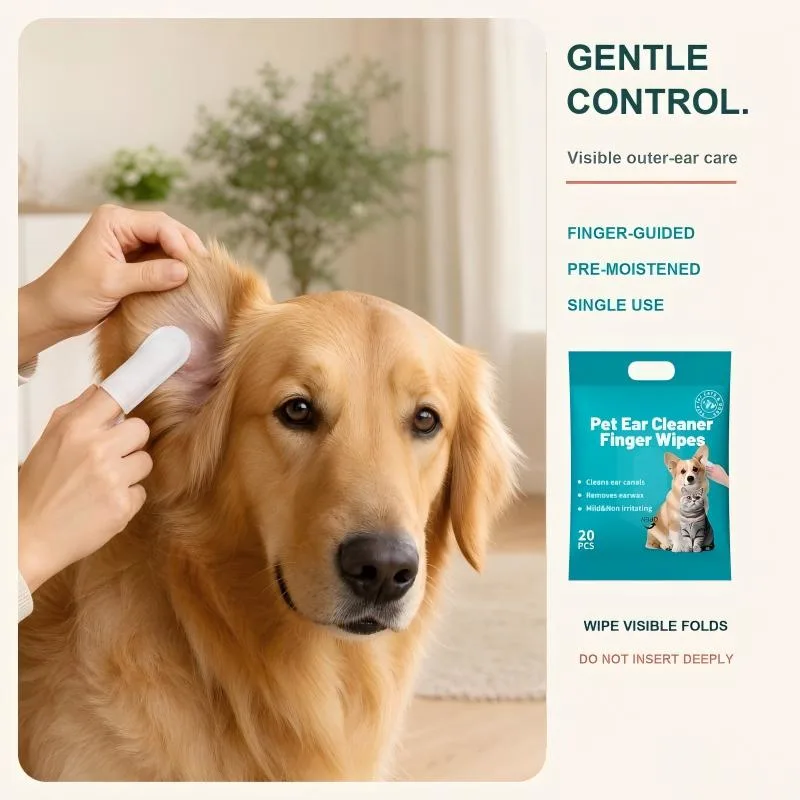 Portable Disposable Pet Ear Cleaning Wet Finger Wipes