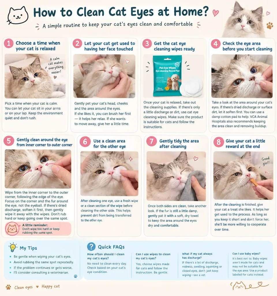 how to clean cat eyes at home